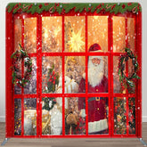 Aperturee - Aperturee Santa Beside The Window Christmas Square Backdrop